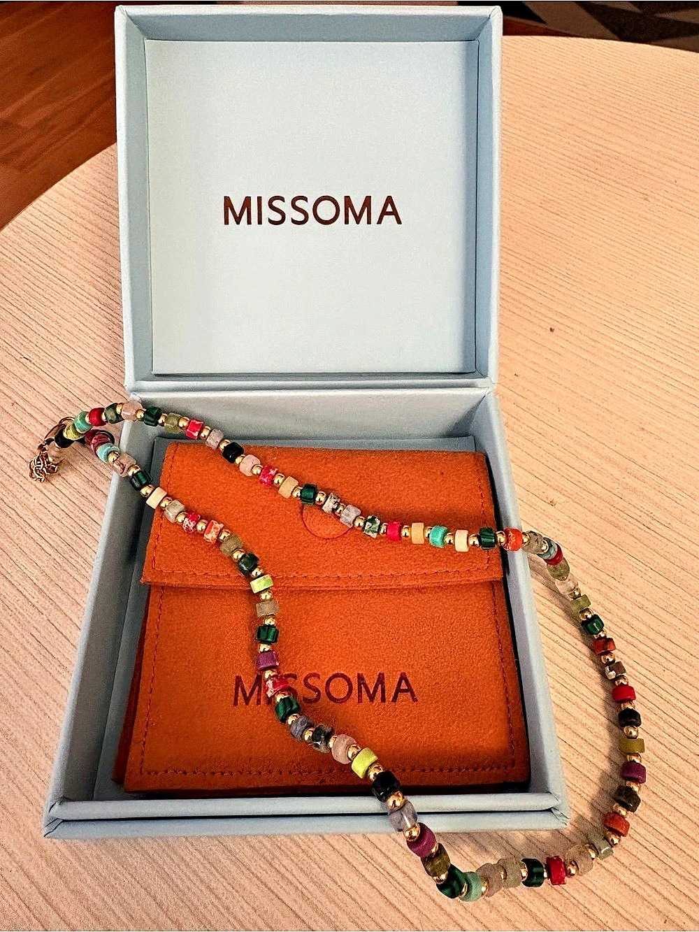 Missoma Short Beaded Necklace Multi Gemstone 18ct Gold Plated  LIKE NEW